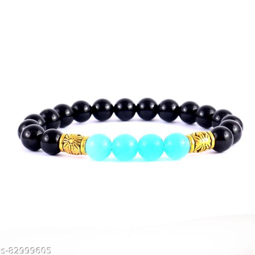 Natural Stone Chalcedony & Onyx Adjustable Bracelet