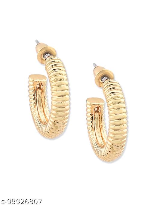 Lilly & Sparkle Gold Toned Textured Hoop Earrings