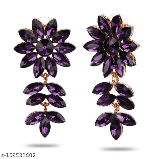 YouBella Jewellery Celebrity Inspired Pearl Long Dangler Earrings for Girls and Women (Purple)