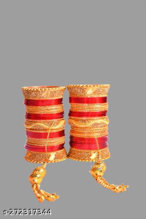 Traditional Gold Plated Chooda Set along with Bangles and Kaleeren for Women