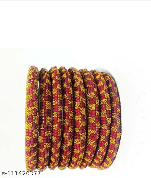 RKR Trader's Present trendy mehroon lach kada (pack of 8 bangle)