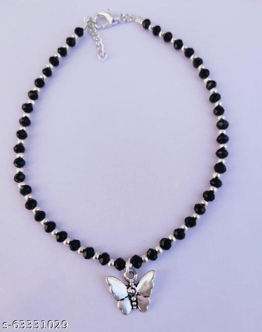Antique Butterfly Anklet For Girls And Women Black Wight