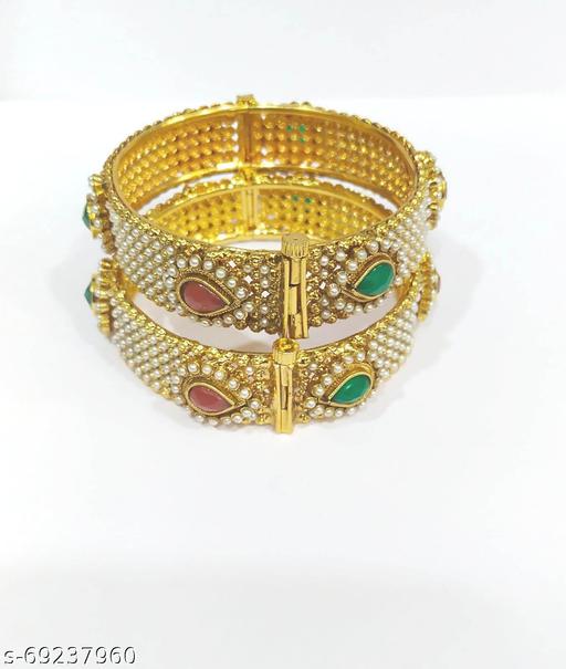 Pearl Ruby and Emerald Bangles