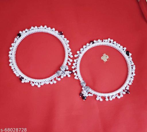 Oxidized German Silver Traditional Antique Metal Designer 2 Pieces Payal Kada Anklets for Women and Girls