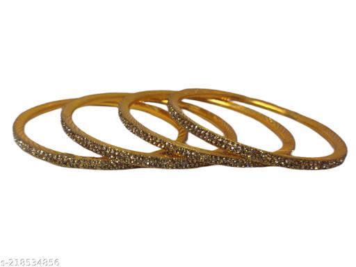 RK Jewels Exclusive Glittering Gold Plated Women Brass Bangles (1 pair)