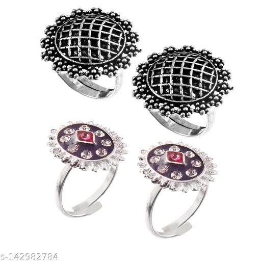 Designer Silver plated German Silver Toe rings for women and Girls(Combo of 2)