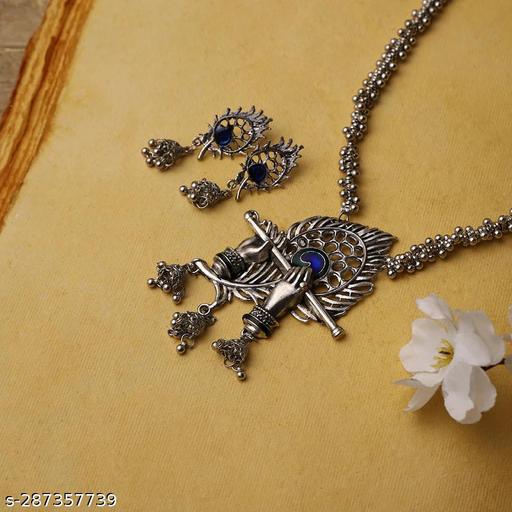 Hella-Faishion-Fashion-Stylish-Afghani-Jewellery-Krishna-Flute-Oxidised-Necklace-Set-for-Women-&-Girls