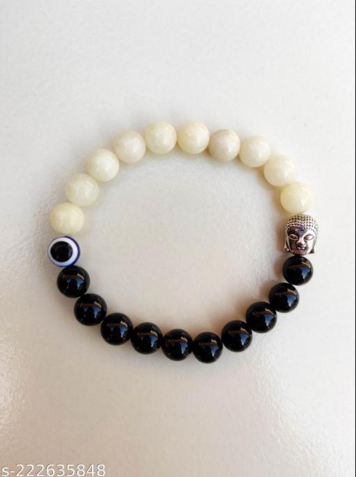 Twin Stone Bracelet - Black Onyx & White Jade/ Healing crystal/Casual Wear