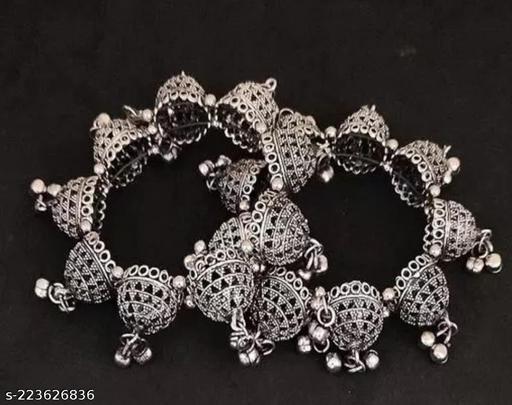 Jewellery Oxidised Silver Adjustable 1 Pair Bangle Bracelet Women And Girls (1 Pair)
