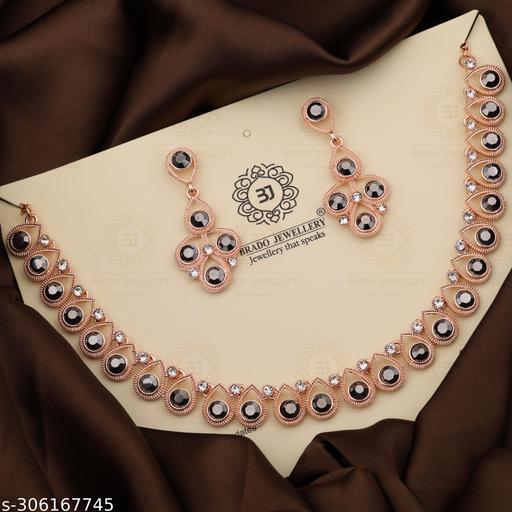 DREAM-FASHION-RoseGold-Diamond-Choker-necklace-For-Women-and-Girls