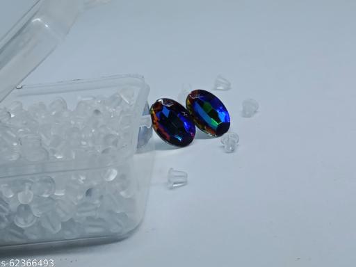 Honbon Earring Multicolor assorted design small Stud Earrings With Plastic Back for Girls and Women Casual Wear ( Combo of 30 Pair )