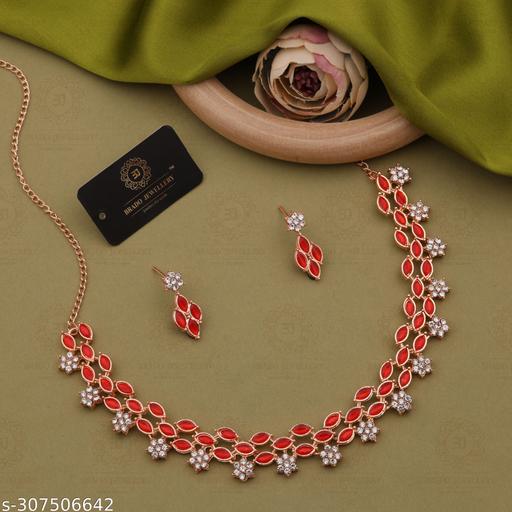 ADHEERA-JEWEL-Rose-Gold-Necklace-With-1-pair-Of-Earrings-For-Women-And-Girl