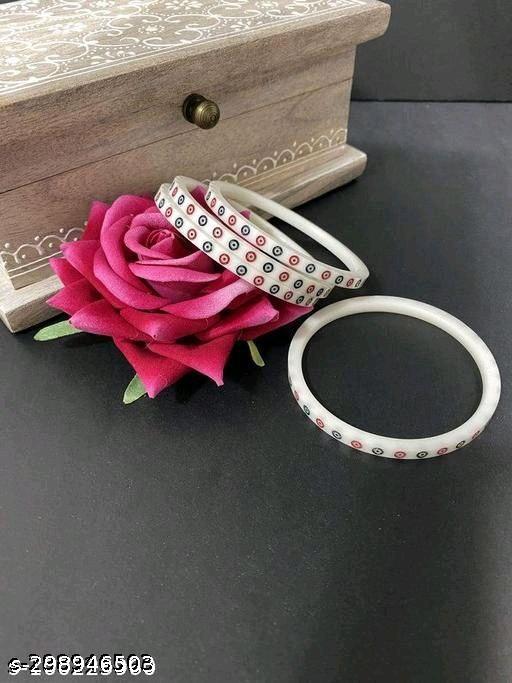 polka dot white bangles for daily wear.