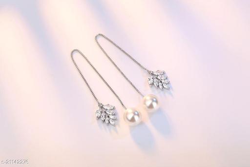 MYKI Classic Leaves Long Zircon Earring For Women & Girls 