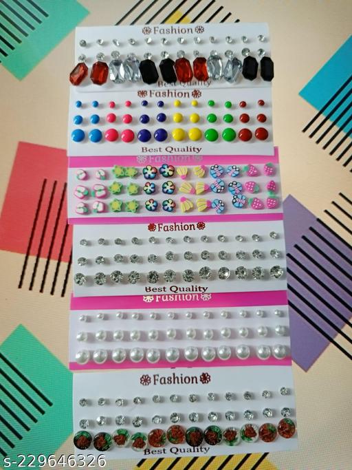 Pack Of 108 Earrings Set For latest Design And Every Dresses Matching Color Earrings For Kids,Girls,women NKid-106