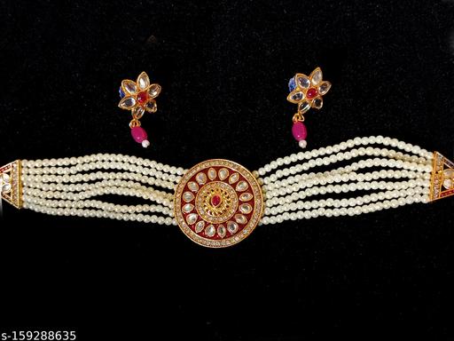 63-Trandy Choker Necklace With Earring Setr