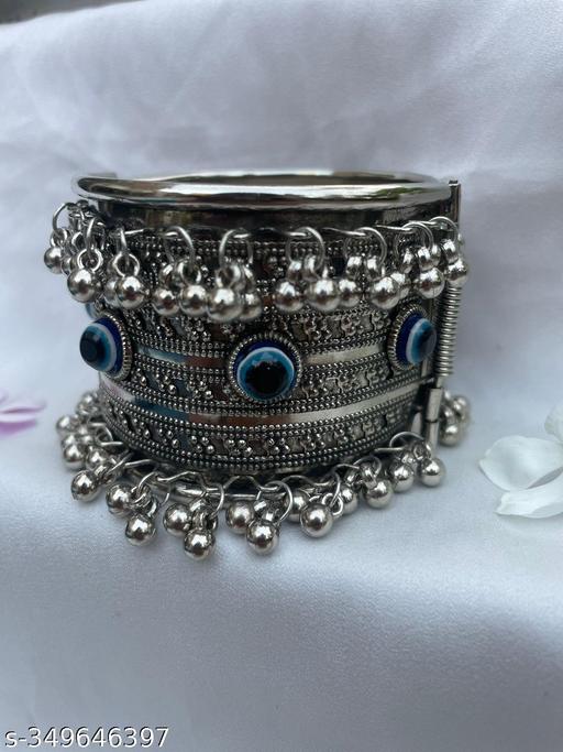 Silver Oxidised Evileye Bracelet for women and Girls