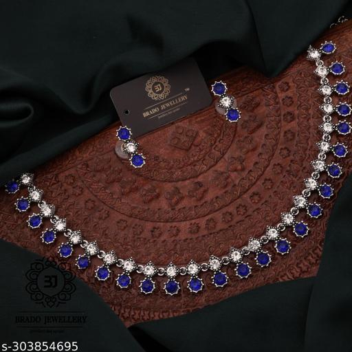 Blue-Silver-Plated-Necklace-Set-with-Blue-Silver-Color-Earrings-Jewellery-Sets-For-Women