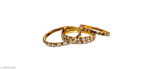 SET OF 4 GOLDEN STONE BANGLES IN BRASS