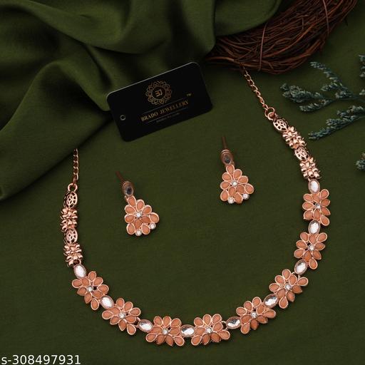 Mevada-Jewellery-Rose-Gold-Necklace-Jewellery-Set-with-Earrings-for-Women-and-girls