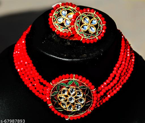 Sidhhi-enterprises-trendy-latest-red-necklace-set-for-girls-and-womens-Jewellery-Set