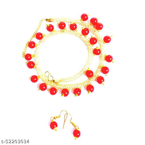 Rhinestone-red-color-adjustable-round-beads-jewellery-set