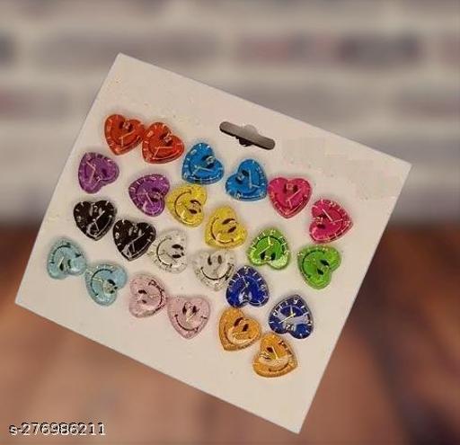 Honbon Korean Style Mini Stud Earrings Set Artificial Jewellery Assorted Colour and Design Stud Earrings For Girls & Women Birthday Gift For Girls & Kids Pack of 12pairs