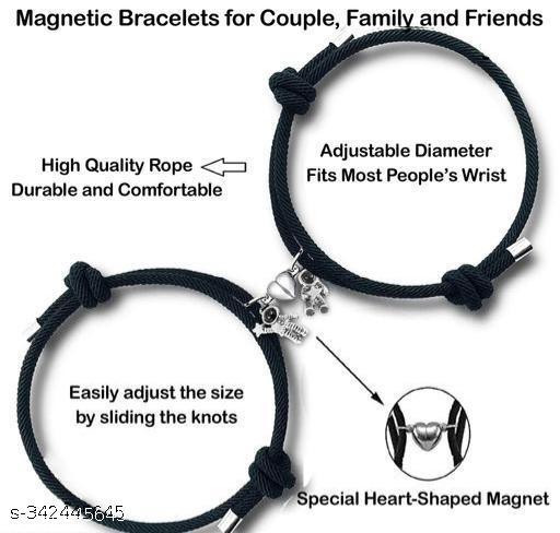 Attraction Star Magnetic Bracelets for Couples Jewelry Gifts Set Mutual Attraction Relationship Matching Friendship Black Braided Rope