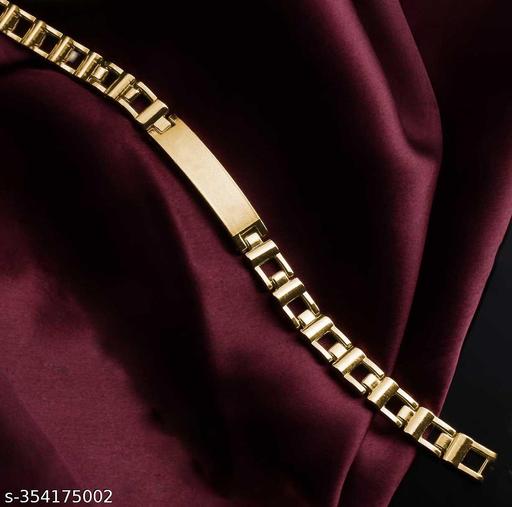Uniqon Unisex Golden Plated 6.5cm Diameter Stainless Steel Stylish Trending Fashionable Valentine's Day Special Plain Design Friendship Hand Cuff Couple Wrist Chain Band Bangle Bracelet With Lock