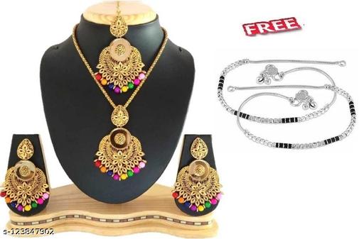 Shivani-Multi-Color-Pendent-Set-With-Mang-Tikka-Free-Anklet