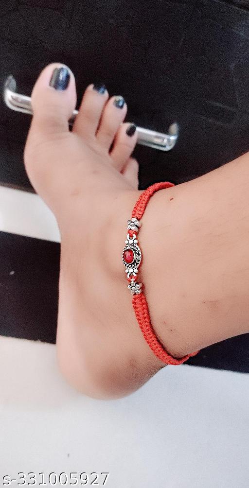 GSJ Red Stone With Red Thread For women and girls ANKLET SINGLE PIECE only