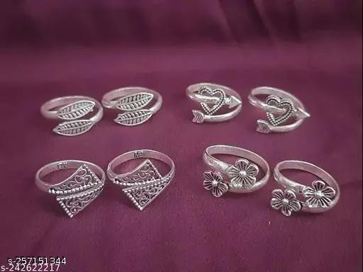 OXIDIZED NEW SILVER COLOUR ALLOY FANCY Toe Ring FOR GIRLS AND WOMAN toe rings for women toe rings for women silver toe ring silver toe rings toe ring slippers for women toe rings simple toe rings silver