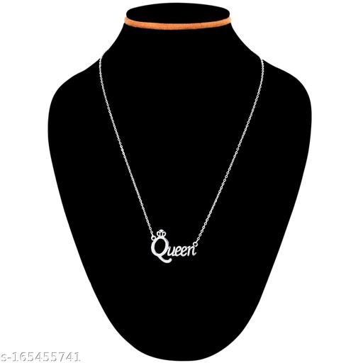 Thrillz-Delicate-Silver-Plated-King-Queen-Pendant-Necklace-With-Black-Silver-His-Her-Couple-Ring-For-Girls-Boys-Men-Women