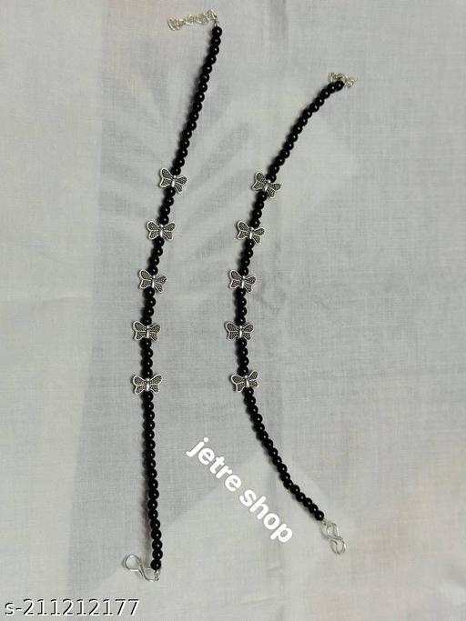 HENI PAYAL SILVER PLATED FULL WHITE FANCY ANKLET