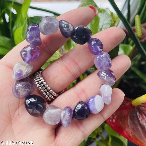 Premium Quality Amethyst Tumbled Natural Crystal Reiki Charged Bracelet For Men & Women
