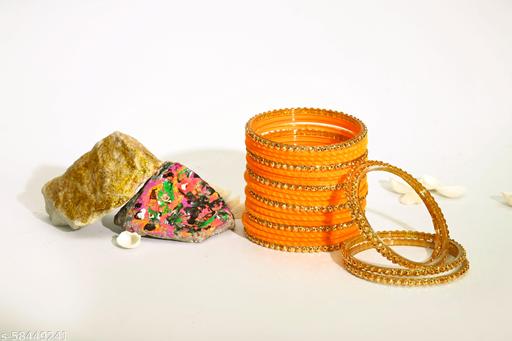 LEENA BANGLES Glass Bangles Set for Women & Girls |Festive, Partywear, Traditional Stone Work Bangles (Pack of 34pcs)