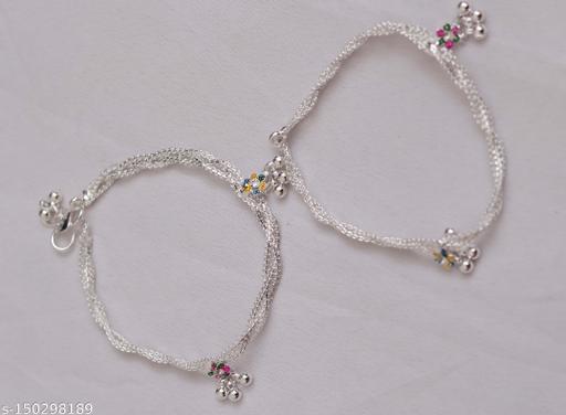 Vikruti Silver Colour payal Pair for Women Girls Fancy Collection Anklets & Toe Rings