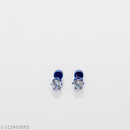 Pair of Trendy Fashion Blue Diamond Studded Stainless Steel Stud Earrings for Men and Boys & Girls (1 Pair = 2 Piece)