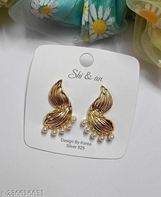 selisia fashion cute korean style gold plates kdrama earrings
