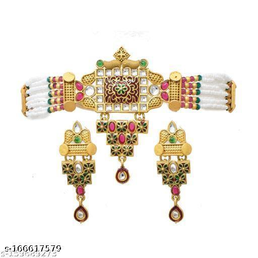 Antique-Finish-Matte-Polish-Ruby-Stone-pearl-Designer-Chowker