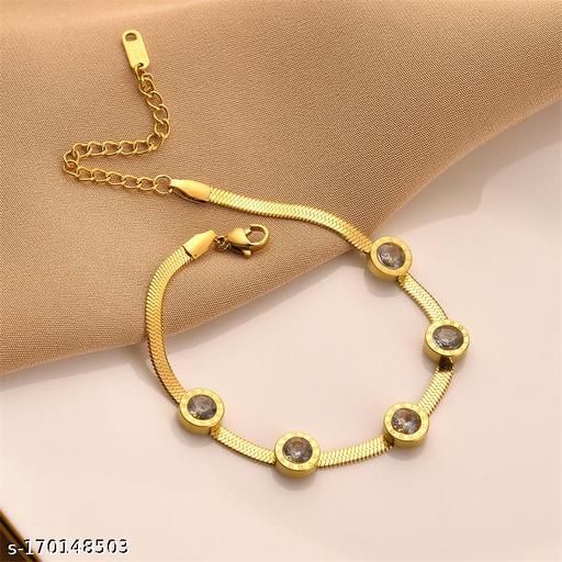 Arzonai Titanium steel bracelet women's fashion zircon cold wind women's high-end bracelet simple niche design does not fade hand accessories