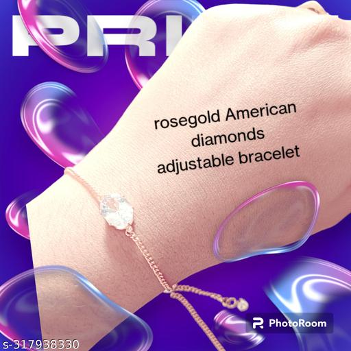 Rose gold free size adjustable American diamonds Braclet
