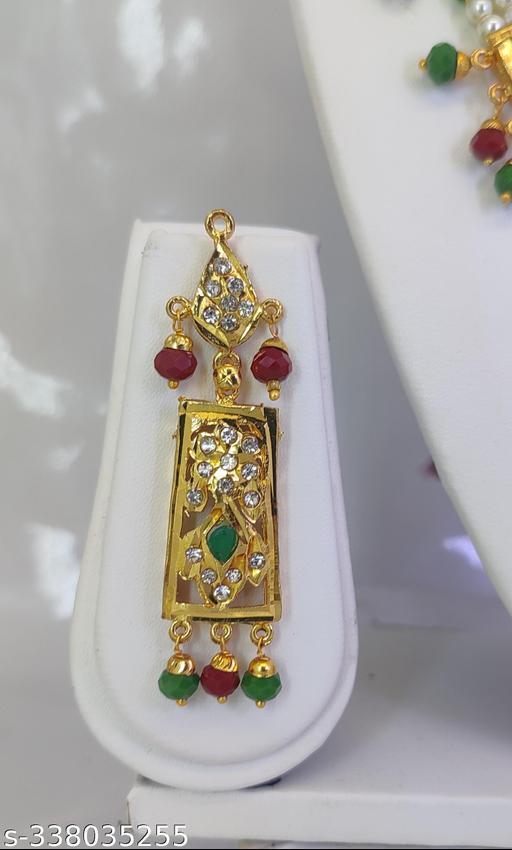 Beautiful-hyderabadi-pearl-jadau-multi-color-necklace-with-earrings.