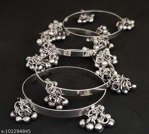 Paninaro Oxidized Silver Bangle Bracelet for Women's & Girl's