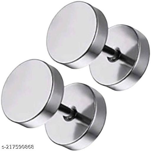 Silver Dumble Studs for Mens/Boys/Girls/Womens/Unisex Stainless Steel Stud Earring (1 Pair) Stainless Steel Plug Earring- 2pcs