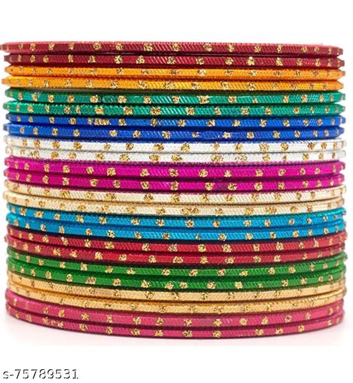 UFashion Dotted Design Metal Bangle Set For Women & Girls - (Set Of 24)