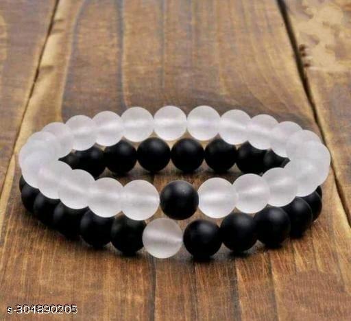 lava and white beads bracelets for lovely couples