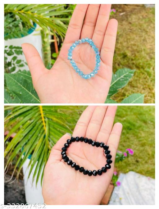 New Black & Sky Blue Bracelet Combo ( Pack Of 2 ) For Girls/Women