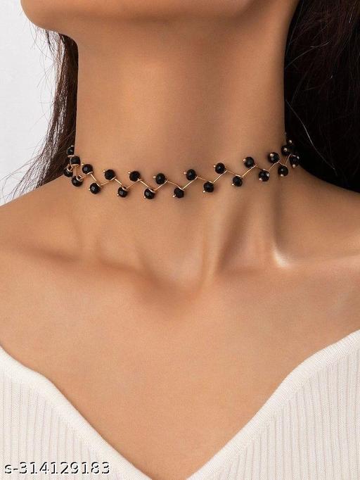 New-Latest-Women's-Choker-Set-||-Beads-Chains-||-Black-Pearls-Necklace-(Buy-1-get-1-free)