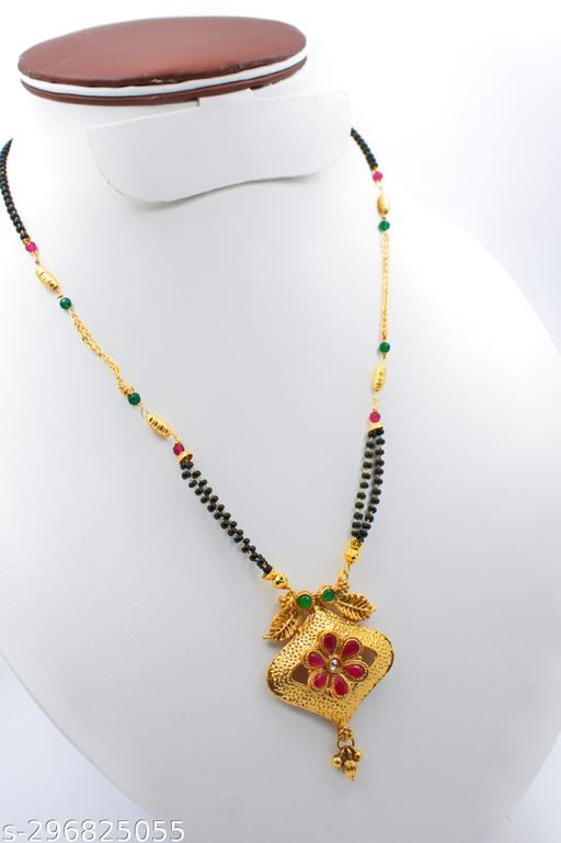 Combo-of-Classic-Gold-Plated-Short-Mangalsutra-with-with-Gold-Plated-Red-Kundan-Cocktail-Ring